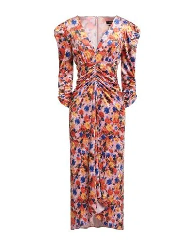 Isabel Marant Woman Midi Dress Orange Size 6 Polyester, Elastane, Cotton In Multi