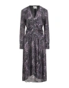 Isabel Marant Woman Midi Dress Purple Size 8 Viscose, Silk In Gray
