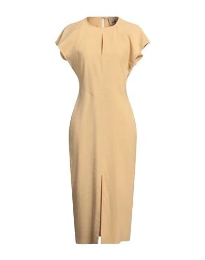 Isabel Marant Woman Midi Dress Sand Size 10 Hemp, Viscose, Elastane In Beige