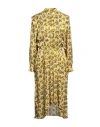 Isabel Marant Yellow Printed Dress With Buttoned Cuffs And Elasticated Waistband In Yellow