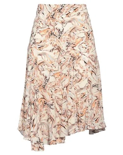 Isabel Marant Woman Midi Skirt Beige Size 8 Silk In Multi