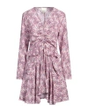 Isabel Marant Mini Violet Dress With All-over Graphic Print In Stretch Silk Woman In Purple
