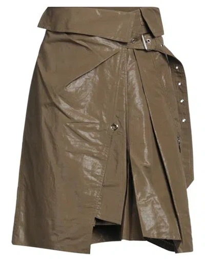 Isabel Marant Woman Mini Skirt Military Green Size 8 Cotton, Linen, Brass, Zamak