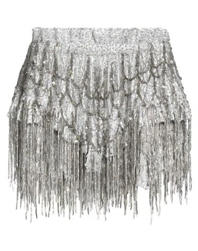 Isabel Marant Woman Mini Skirt Silver Size 8 Silk, Polyester