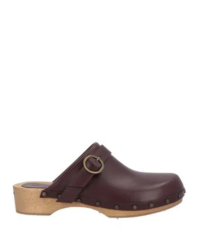 Isabel Marant Thalie Buckled Studded Leather Clogs In Burgundy