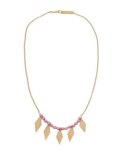 Isabel Marant Woman Necklace Antique Rose Size - Metal, Stone In Pink