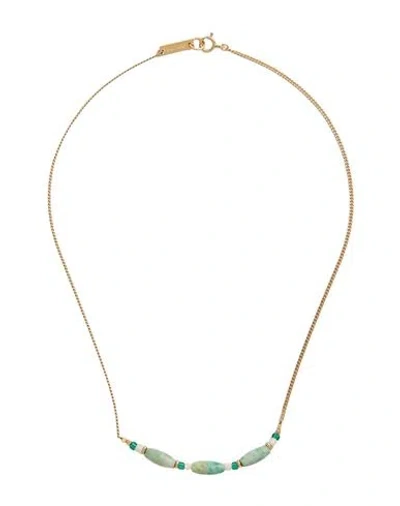 Isabel Marant Woman Necklace Light Green Size - Brass, Stone, Glass, Tin