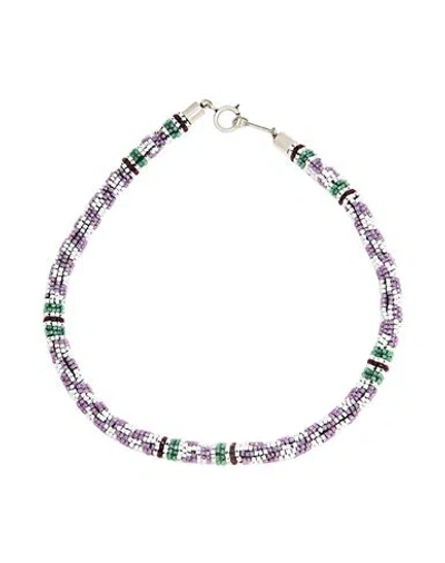 Isabel Marant Woman Necklace Lilac Size - Metal, Plastic In Gray