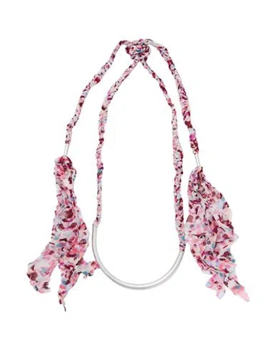 Isabel Marant Woman Necklace Magenta Size - Metal, Textile Fibers In Pink