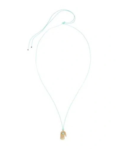 Isabel Marant Woman Necklace Turquoise Size - Polyester, Brass, Stone In Gold