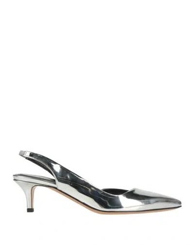 ISABEL MARANT ISABEL MARANT WOMAN PUMPS SILVER SIZE 4 POLYURETHANE, POLYESTER