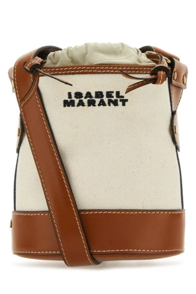 Isabel Marant Woman Sand Canvas Small Samara Shoulder Bag In Brown