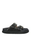 Isabel Marant Lennya Pearly Studded Leather Dual-buckle Sandals In Black