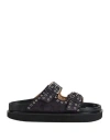 Isabel Marant Lennya Pearly Studded Leather Dual-buckle Sandals In Grey