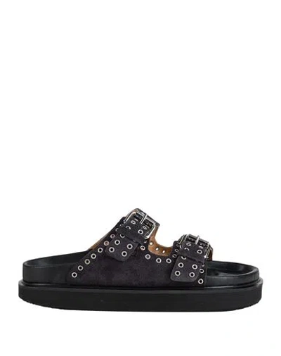 ISABEL MARANT ISABEL MARANT WOMAN SANDALS CHARCOAL SIZE 6.5 CALFSKIN