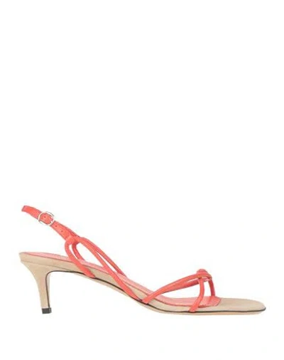 Isabel Marant Woman Sandals Coral Size 6.5 Lambskin In Red