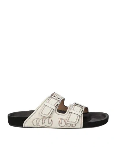 Isabel Marant Woman Sandals Light Grey Size 7.5 Calfskin In White