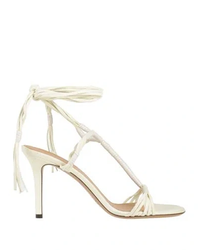 Isabel Marant Woman Sandals Pastel Yellow Size 6.5 Lambskin, Calfskin, Cow Leather