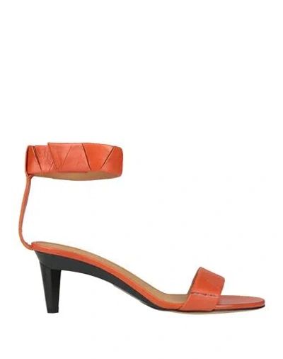 Isabel Marant Woman Sandals Orange Size 6.5 Calfskin