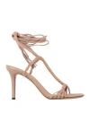 Isabel Marant Arja Leather-trimmed Suede Sandals In Pastel Pink