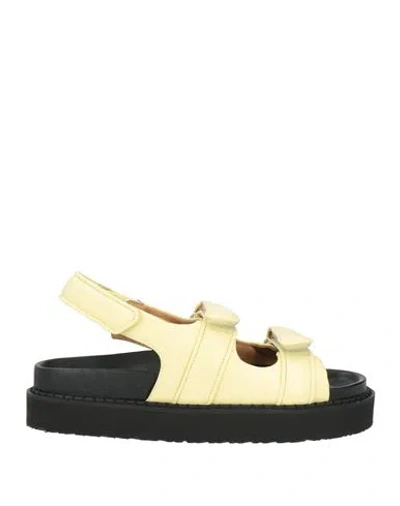 Isabel Marant Woman Sandals Pastel Yellow Size 6.5 Lambskin In Multi