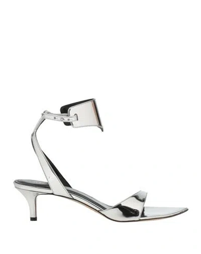 Isabel Marant Woman Sandals Silver Size 8 Polyurethane, Polyester In White