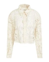 Isabel Marant Margaret Lace Button Down Crop Top In White