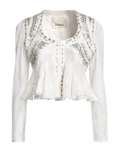 Isabel Marant Woman Shirt White Size 4 Silk, Lurex, Brass, Polyester