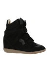 Isabel Marant Black Buckee Suede Trim Wedge Hi-top Sneakers In Black