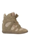 Isabel Marant Woman Sneakers Khaki Size 11 Leather In Beige