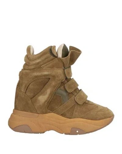Isabel Marant Woman Sneakers Khaki Size 6.5 Leather In Multi