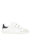 Isabel Marant Beth Crystal-detailed Perforated Suede-trimmed Leather Sneakers In White
