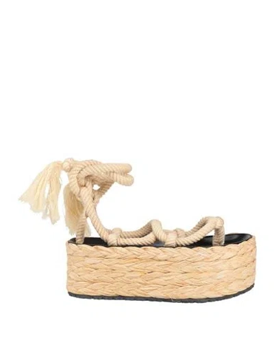 Isabel Marant Woman Thong Sandal Beige Size 5.5 Textile Fibers In Neutral