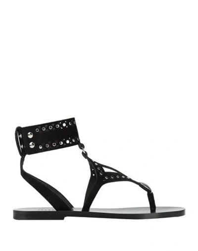 Isabel Marant Woman Thong Sandal Black Size 6.5 Calfskin