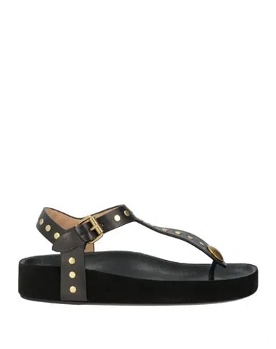 Isabel Marant Woman Thong Sandal Black Size 7.5 Leather