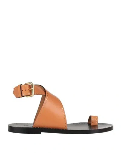 Isabel Marant Woman Thong Sandal Camel Size 8 Leather In Neutral