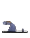 Isabel Marant Woman Thong Sandal Slate Blue Size 6.5 Calfskin