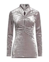 Isabel Marant Long Sleeved Gathered Chenille Top With Cutout In Grey