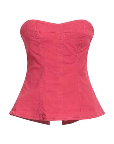 Isabel Marant Woman Top Magenta Size 6 Linen, Cotton, Elastane In Pink