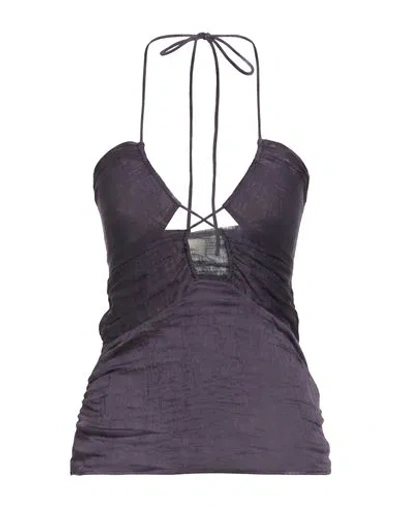 Isabel Marant Woman Top Navy Size 2 Cotton, Silk In Purple