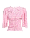 Isabel Marant Lidiane Flutter-sleeve Ruched Blouse In Pink