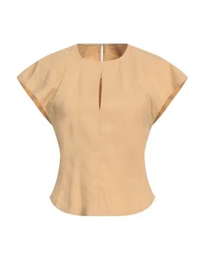 Isabel Marant Woman Top Sand Size 8 Hemp, Viscose, Elastane In Beige