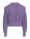 Isabel Marant Woman Turtleneck Purple Size 10 Polyester, Cotton, Polyamide, Elastane In Purple