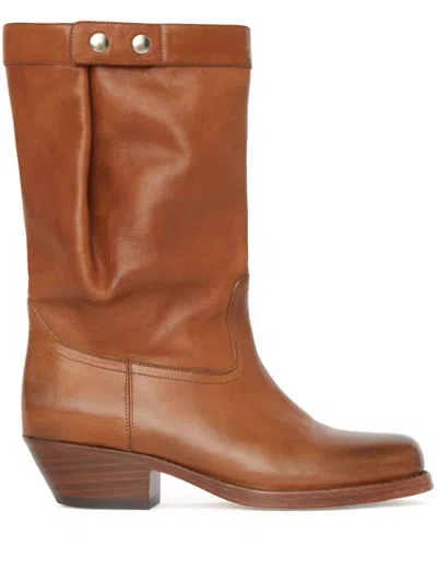 Isabel Marant Ademe Havana Leather Biker Boot In Brown