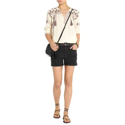 Isabel Marant Women Agmes Faded Cotton Stretch Denim Shorts In White