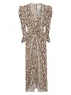 Isabel Marant Albini Gathered Silk Blend Midi Dress In Nude & Neutrals