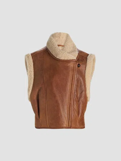Isabel Marant Women's Alime Leather & Shearling Vest In Cognac