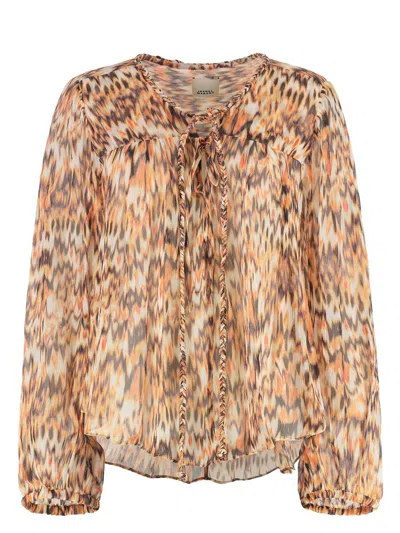 ISABEL MARANT WOMEN'S AMETISSA PRINTED SILK BLOUSE TOP | SIZE 38 | 25EHT0078FBC2J05I COLOR 11OR