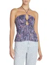 Isabel Marant Becki Paisley-print Ruched Keyhole Halter Top In Purple Multi