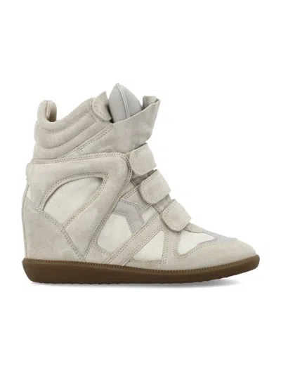 Isabel Marant Bekett Suede Leather Wedge Sneakers In Neutral